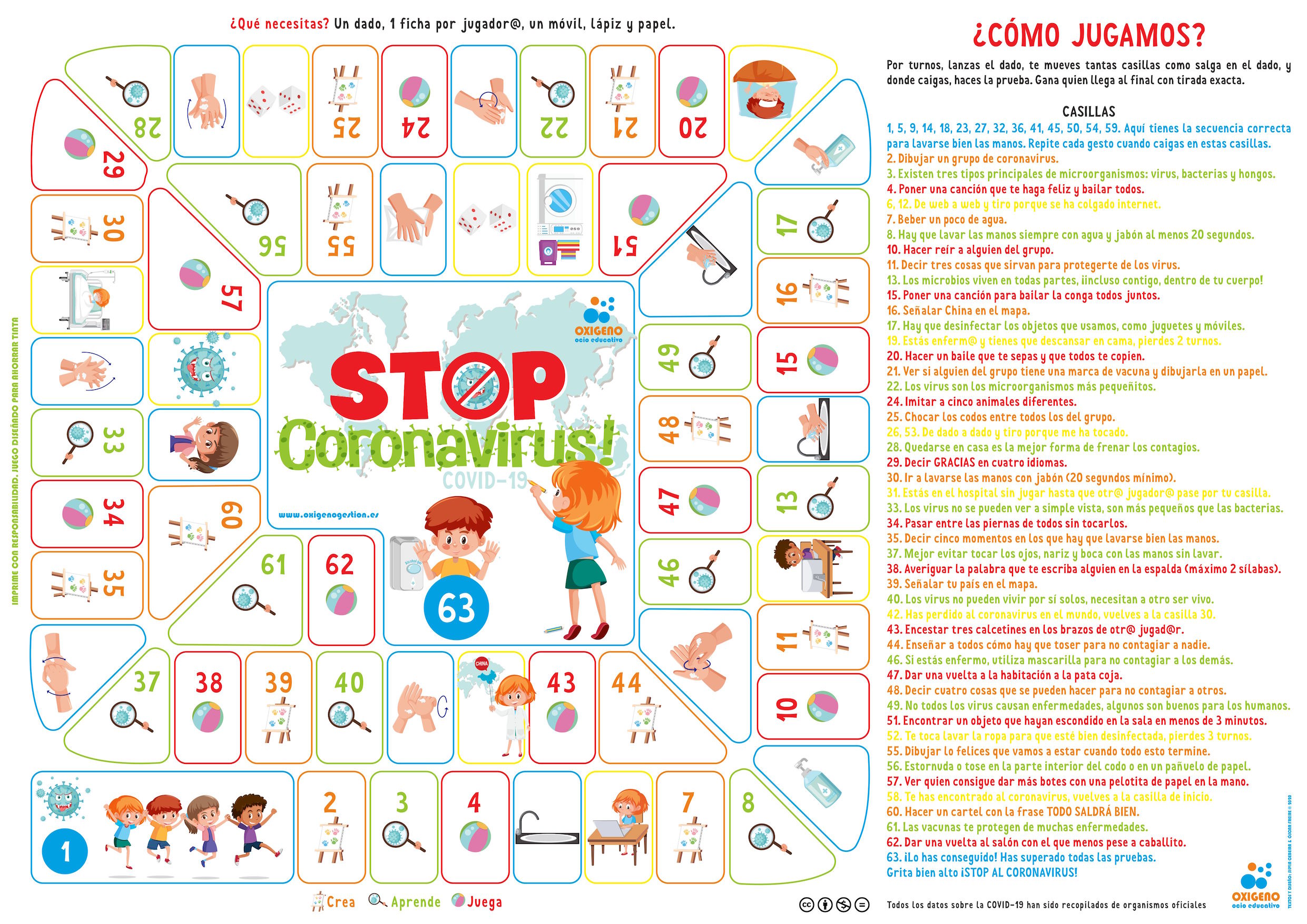 juego STOP Coronavirus oxigeno gestion descargable imprimible